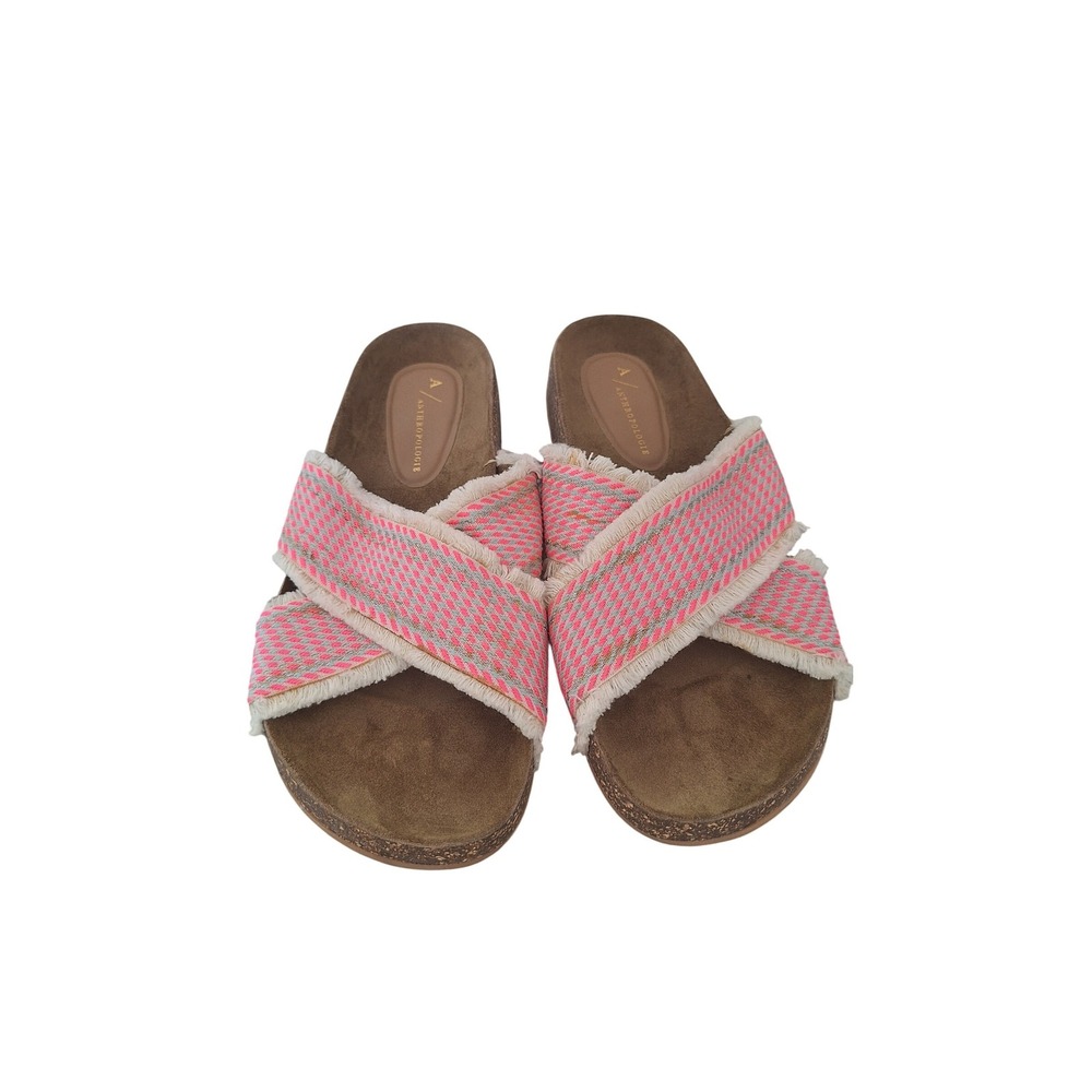 anthropologie  pink‎ tassel slide sandals size 8M